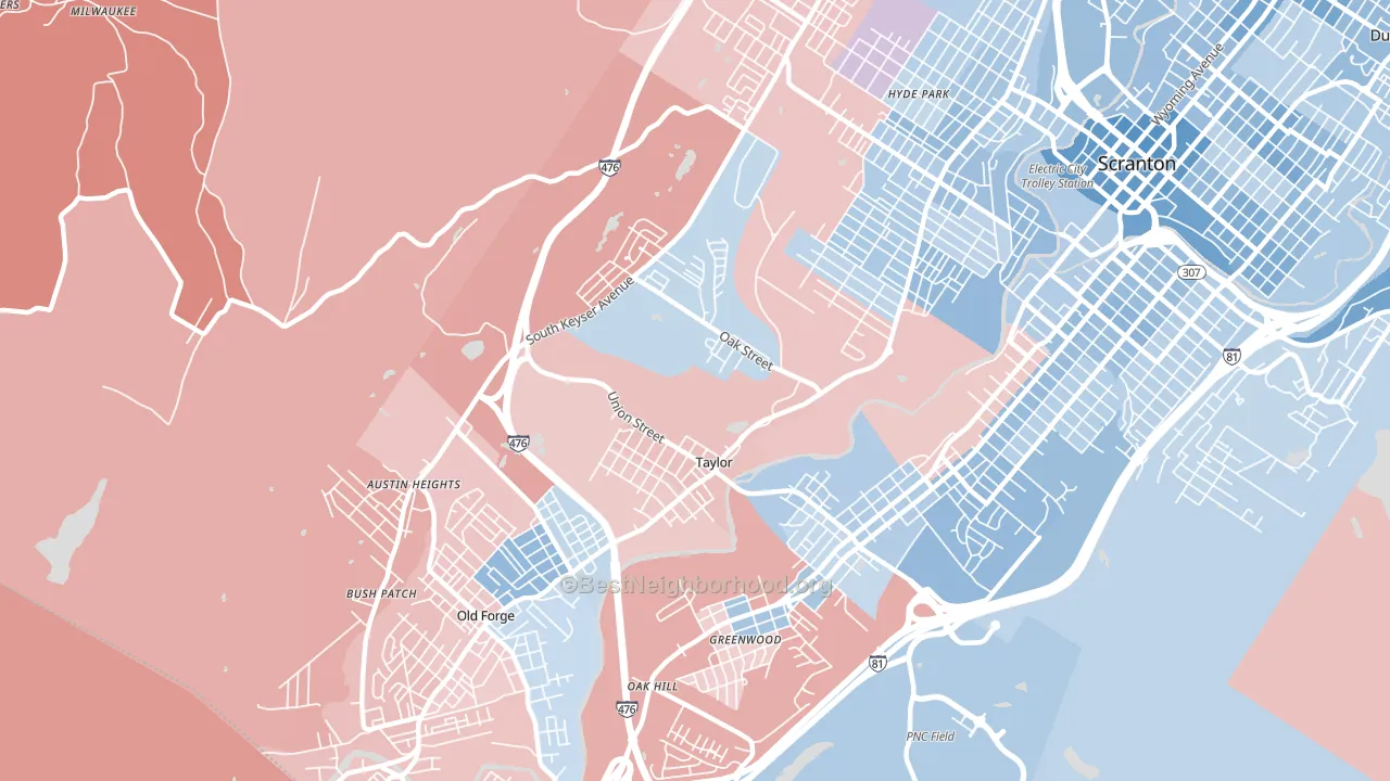 Taylor, PA block-group political-lean map