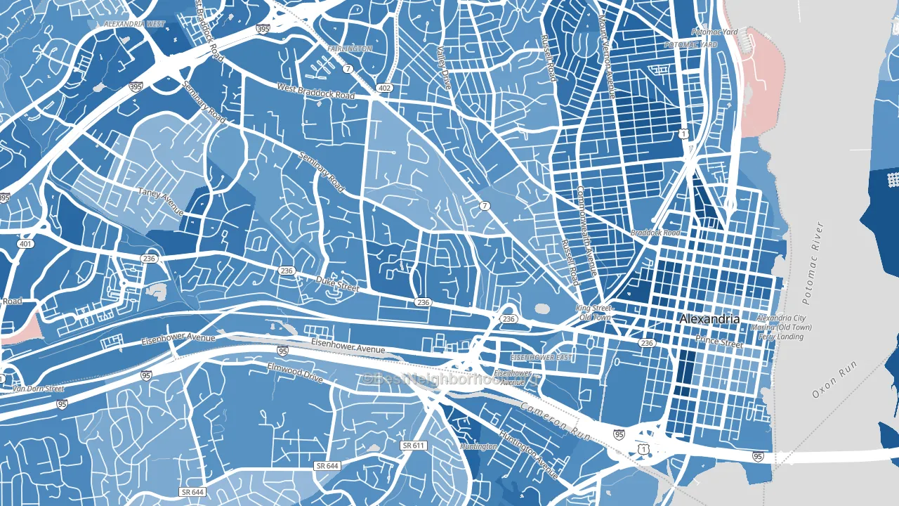 Taylor Run, Alexandria, VA block-group political-lean map