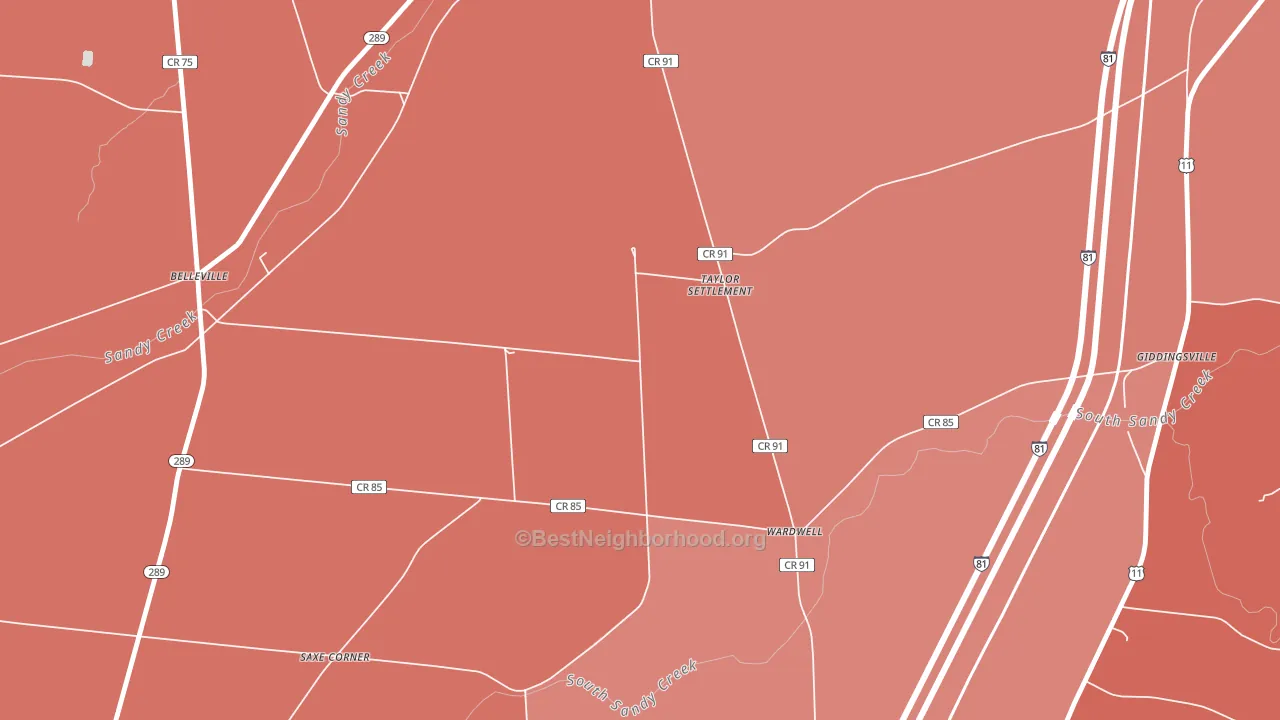 Taylor Settlement, NY block-group political-lean map