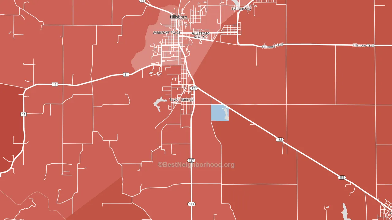 Taylor Springs, IL block-group political-lean map