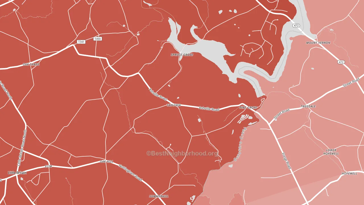 Tayloria, PA block-group political-lean map