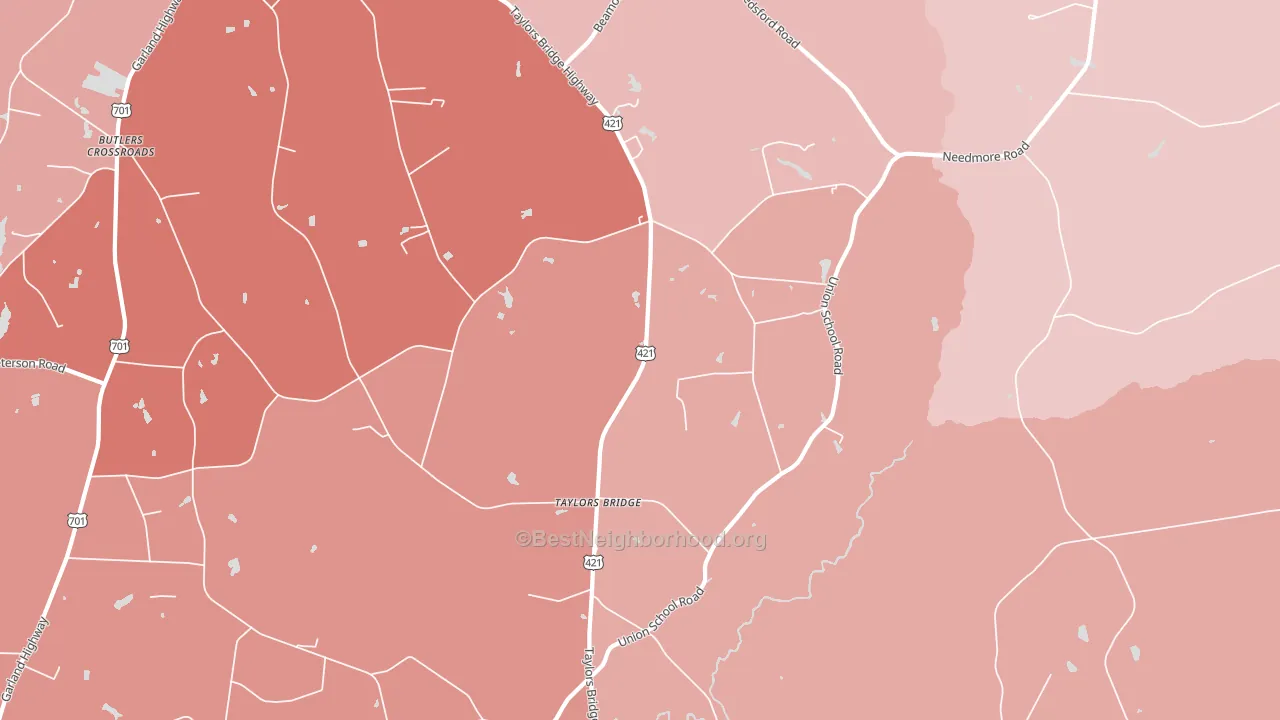 Taylors Bridge, NC block-group political-lean map