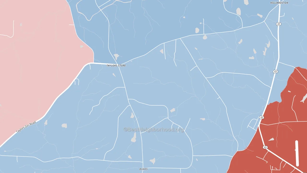Taylors Store, NC block-group political-lean map
