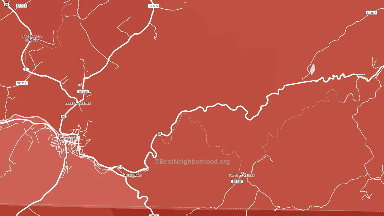 Taylors Valley, VA block-group political-lean map