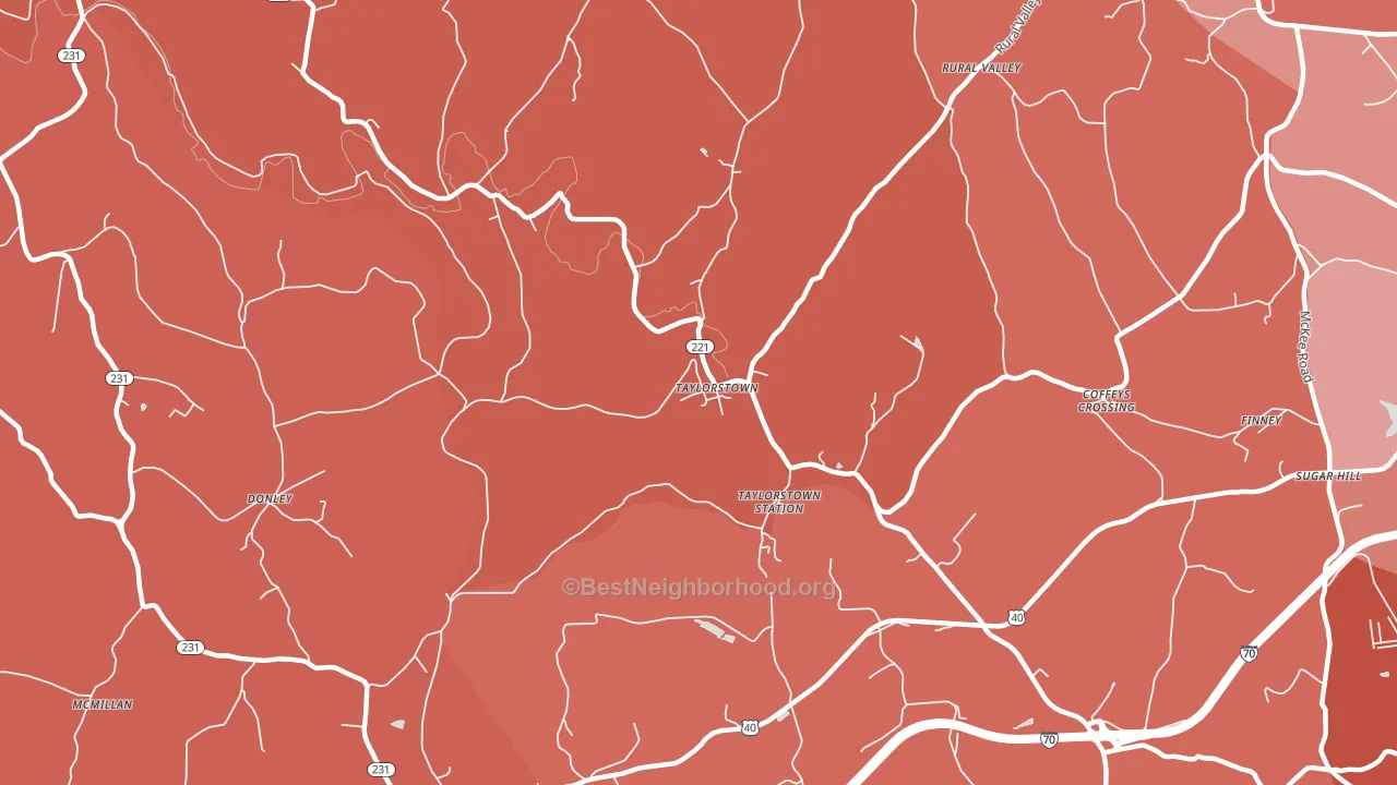 Taylorstown, PA block-group political-lean map