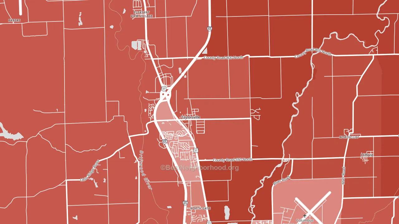 Taylorsville, IN block-group political-lean map