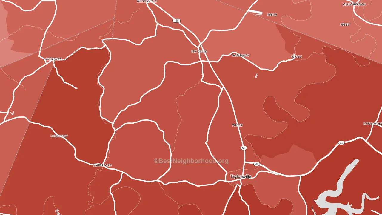 Taylorsville, KY block-group political-lean map