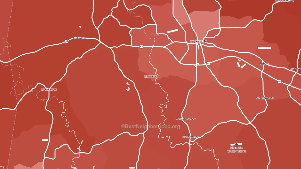 Taylorsville, NC block-group political-lean map