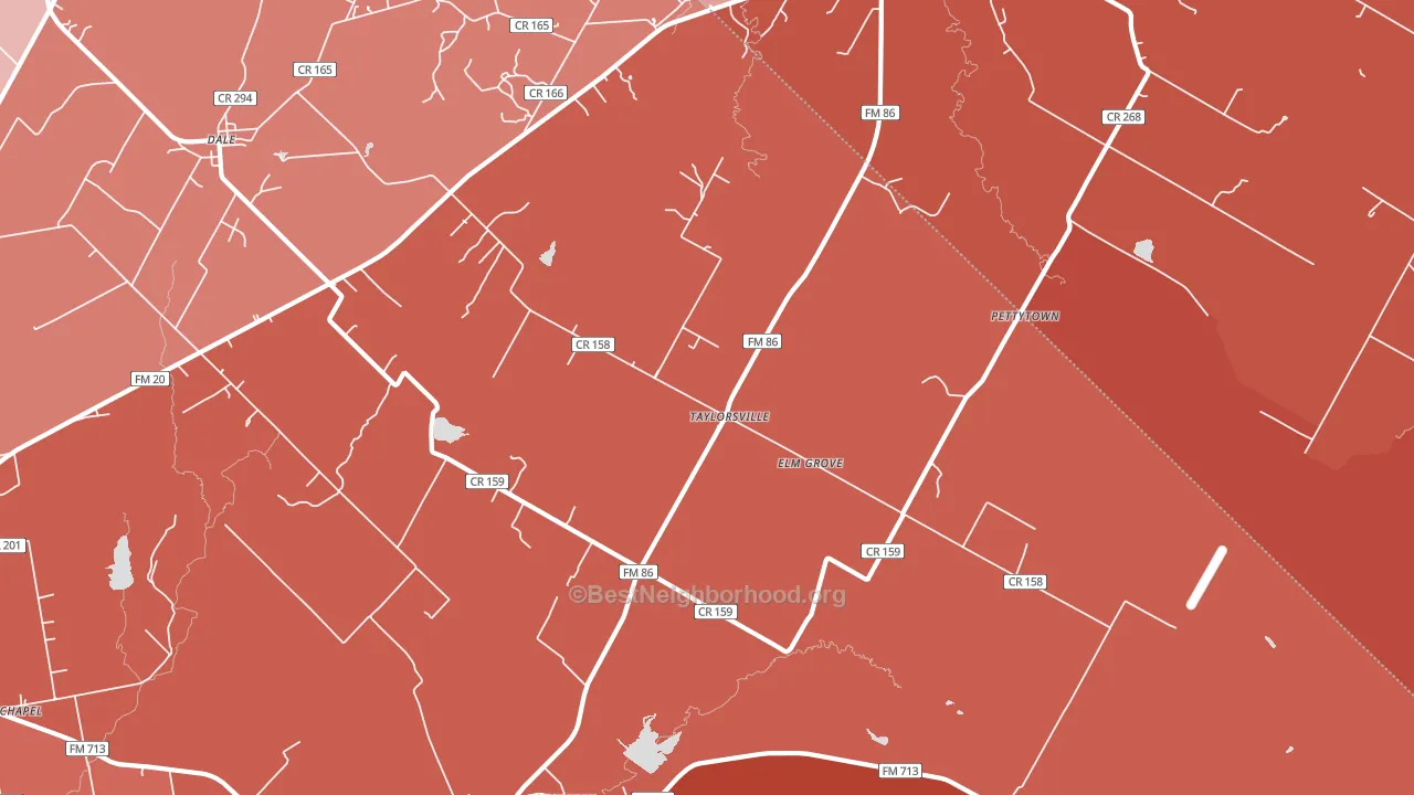 Taylorsville, TX block-group political-lean map
