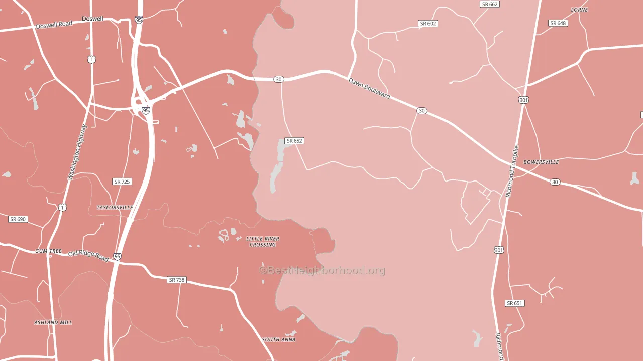 Taylorsville, VA block-group political-lean map