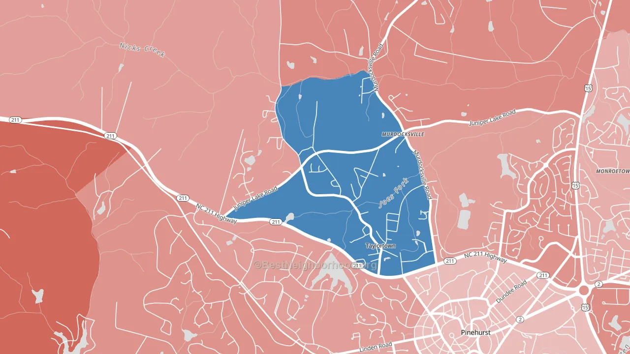 Taylortown, NC block-group political-lean map