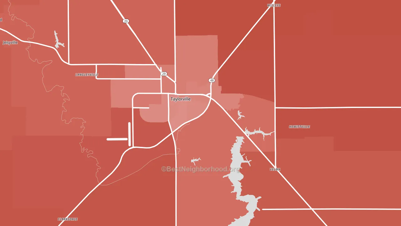 Taylorville, IL block-group political-lean map
