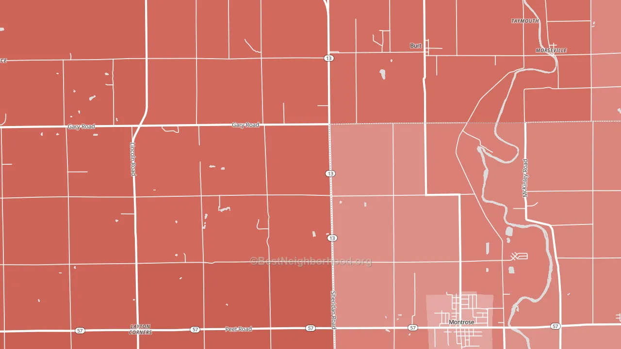 Taymouth, MI block-group political-lean map