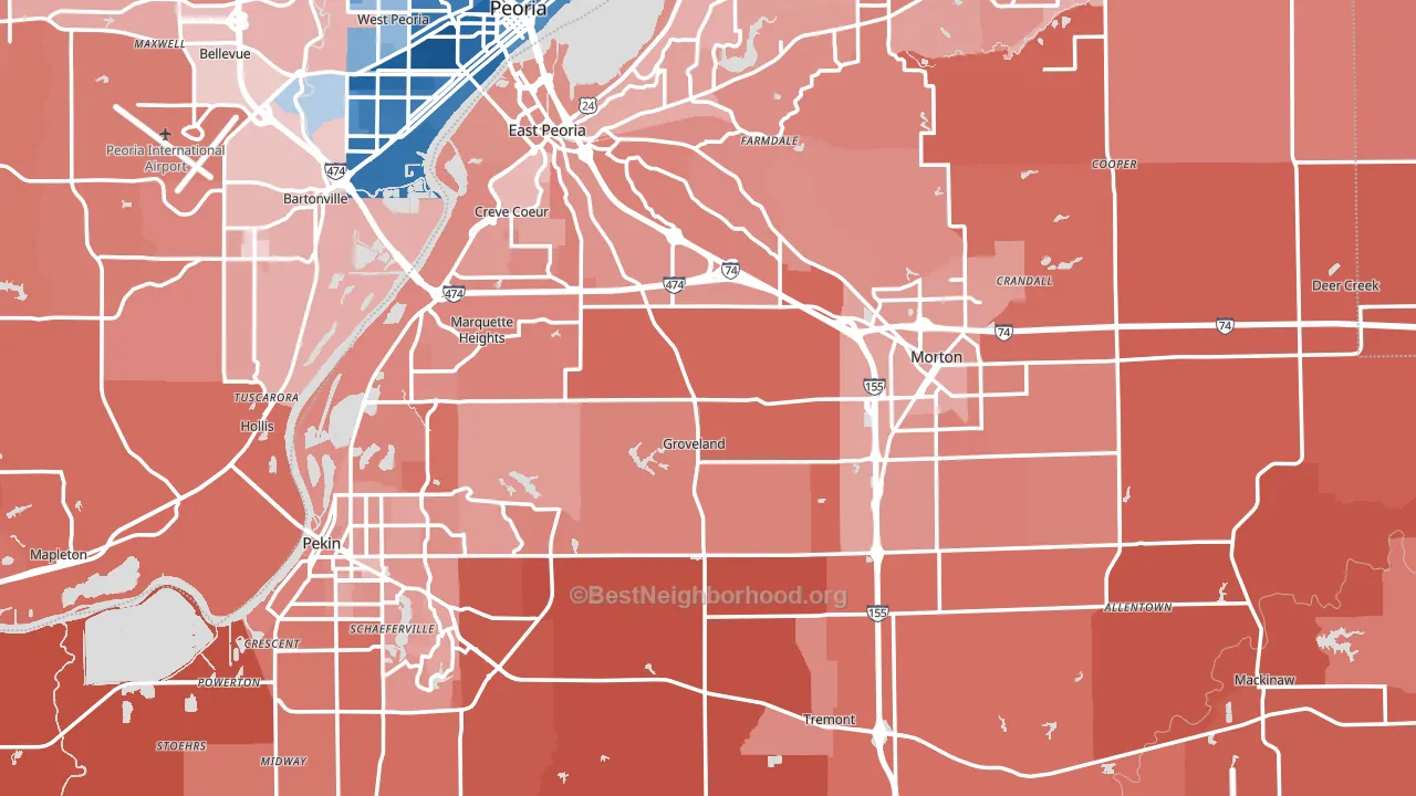 Tazewell County, IL block-group political-lean map