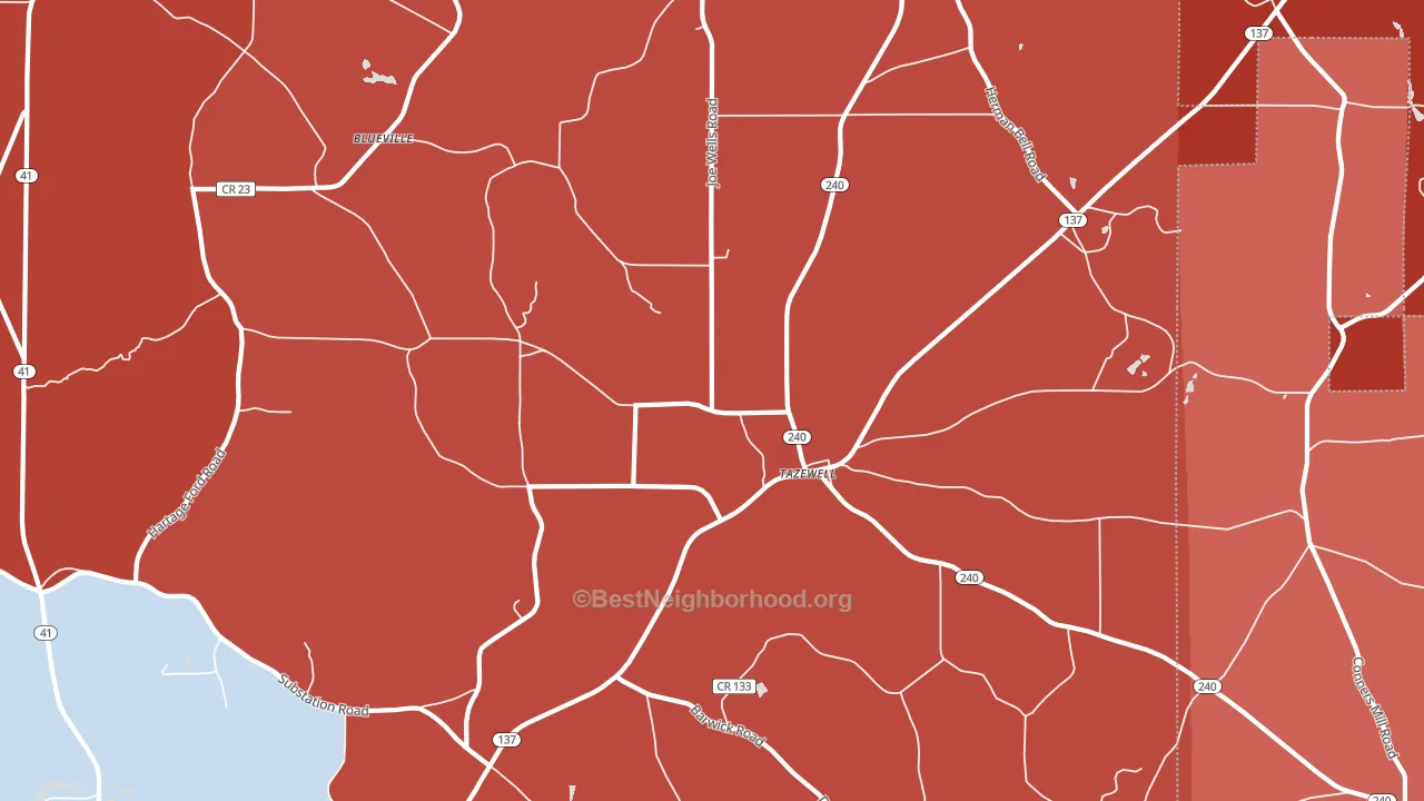 Tazewell, GA block-group political-lean map