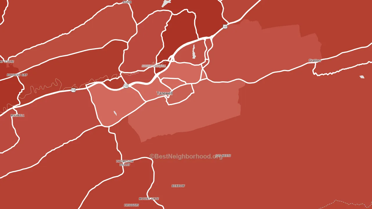 Tazewell, VA block-group political-lean map