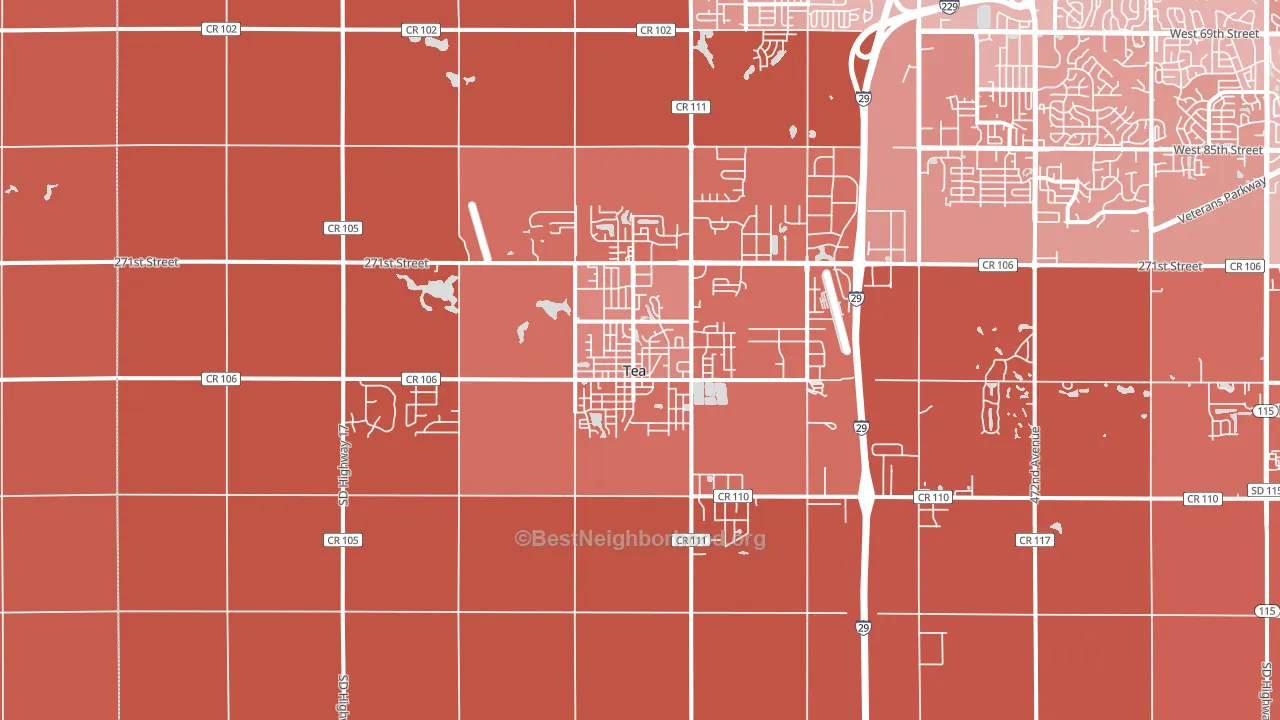 Tea, SD block-group political-lean map