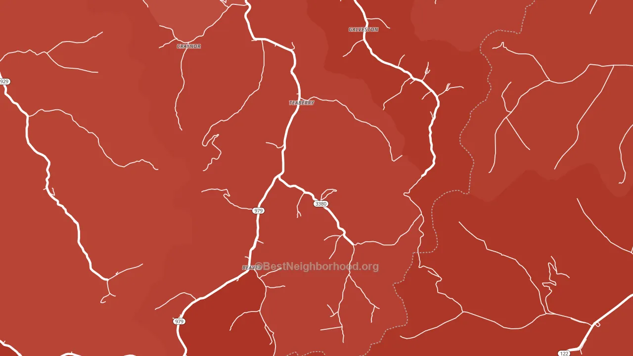 Teaberry, KY block-group political-lean map