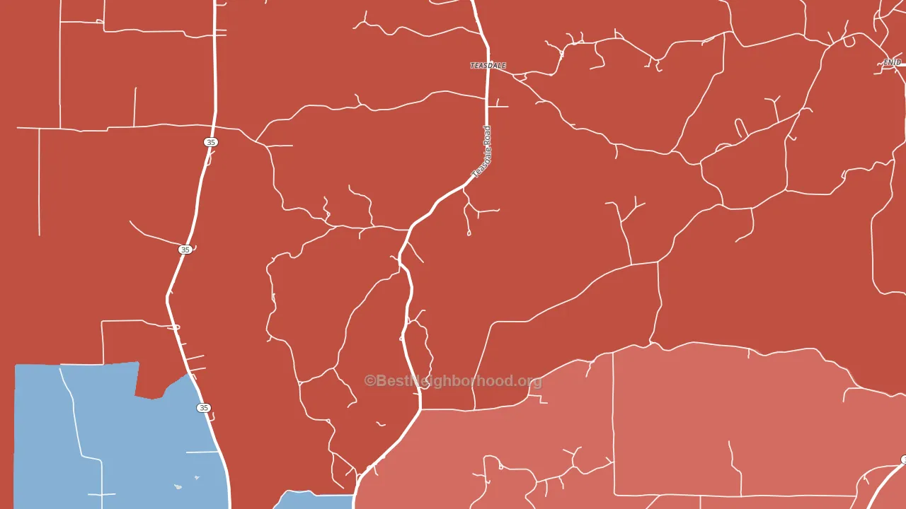 Teasdale, MS block-group political-lean map