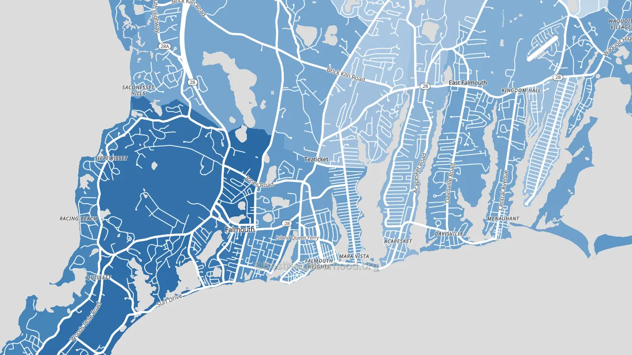 Teaticket, East Falmouth, MA block-group political-lean map