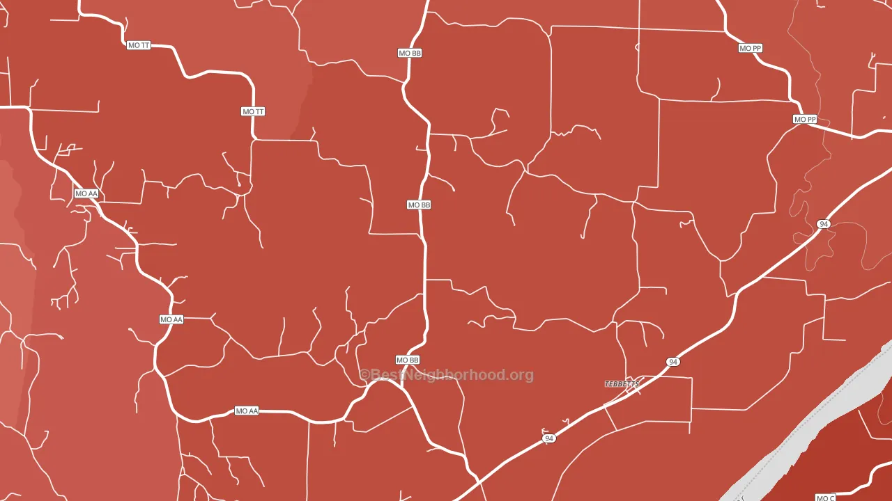 Tebbetts, MO block-group political-lean map