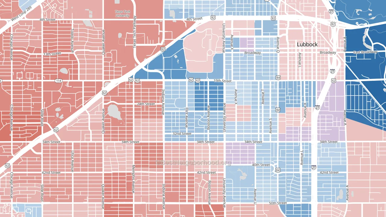 Tech Terrace-U.N.I.T., Lubbock, TX block-group political-lean map