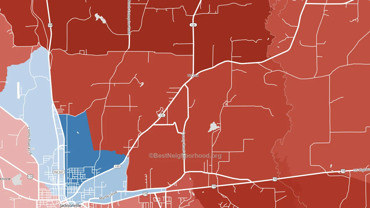 Tecula, TX block-group political-lean map