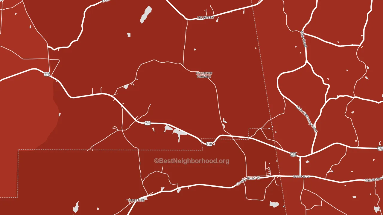 Tecumseh, AL block-group political-lean map