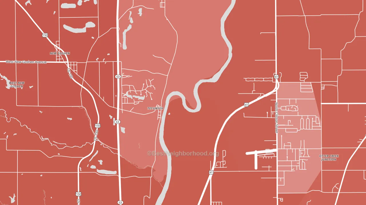 Tecumseh, IN block-group political-lean map