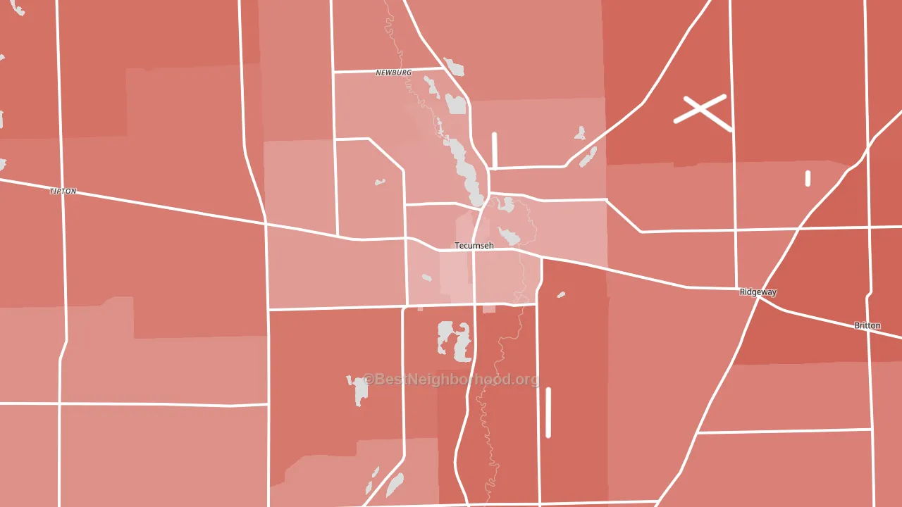 Tecumseh, MI block-group political-lean map