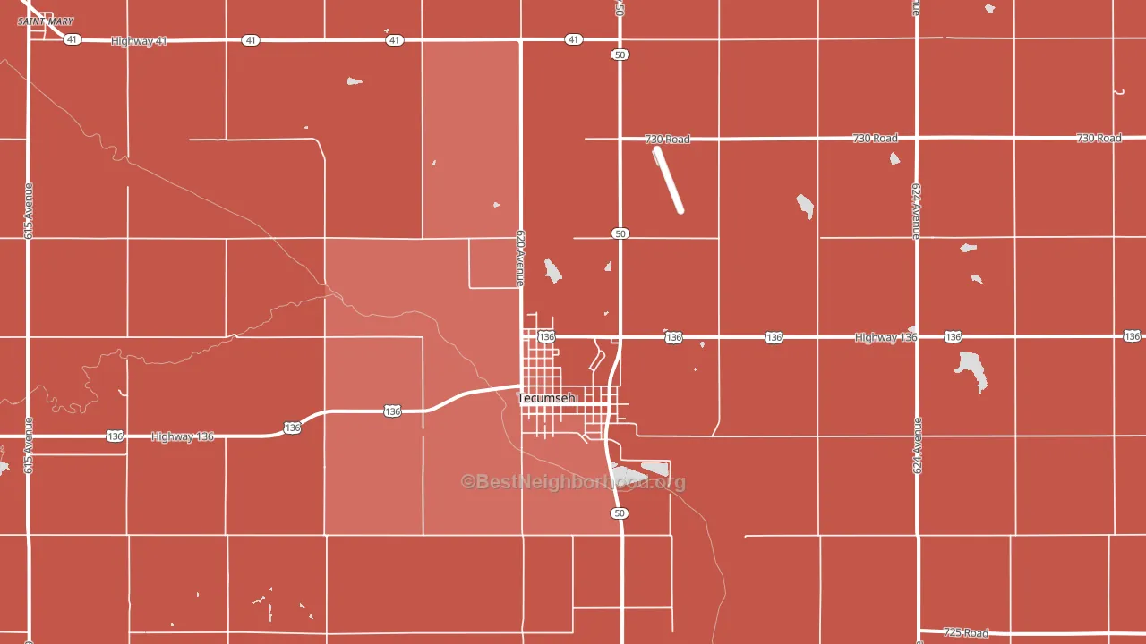Tecumseh, NE block-group political-lean map