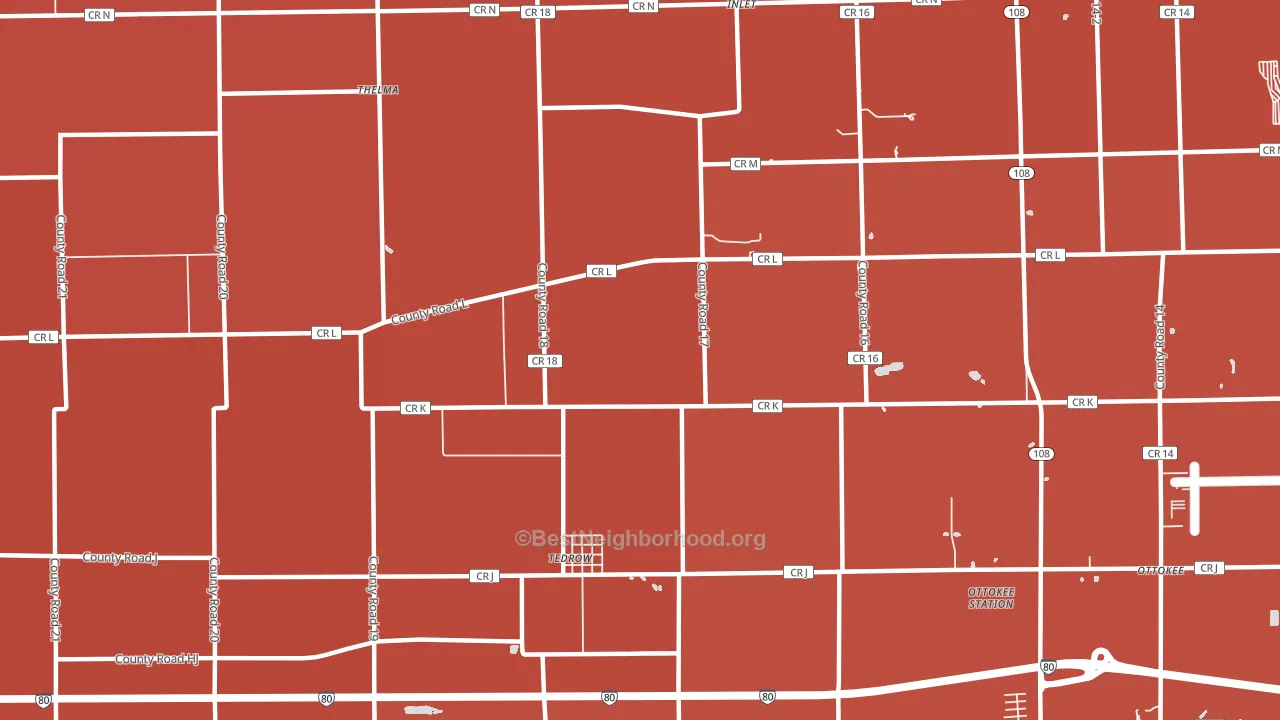 Tedrow, OH block-group political-lean map