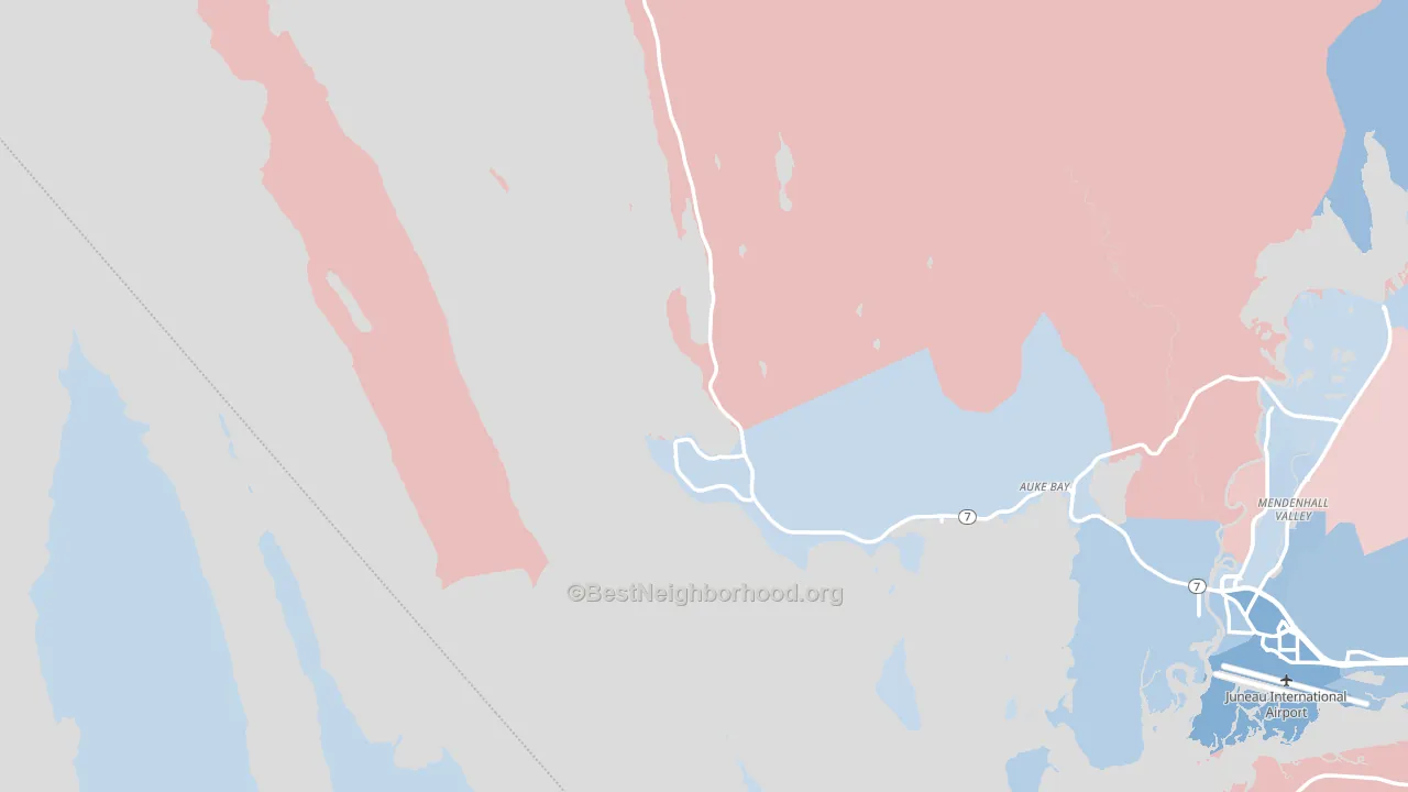 Tee Harbor, AK block-group political-lean map