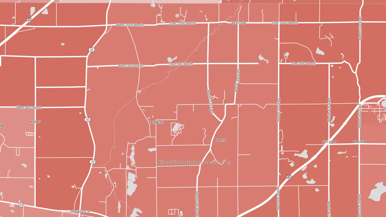 Tee Lake, IN block-group political-lean map
