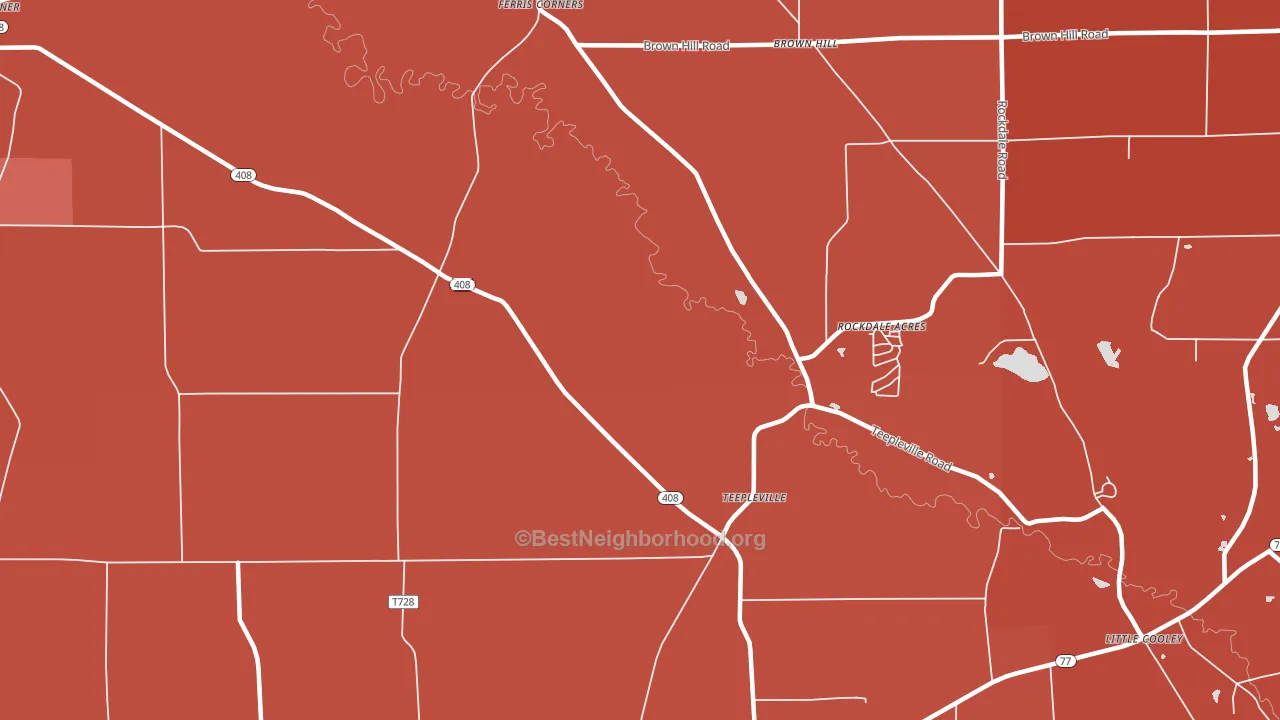 Teepleville, PA block-group political-lean map