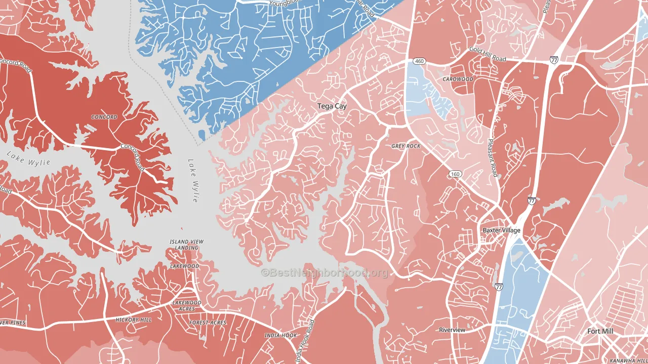 Tega Cay, SC block-group political-lean map