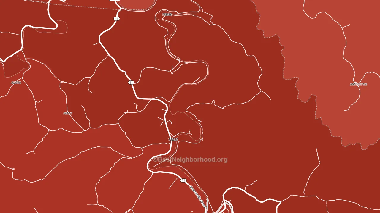 Teges, KY block-group political-lean map