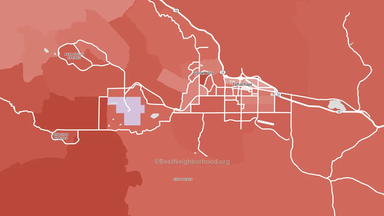 Tehachapi, CA block-group political-lean map