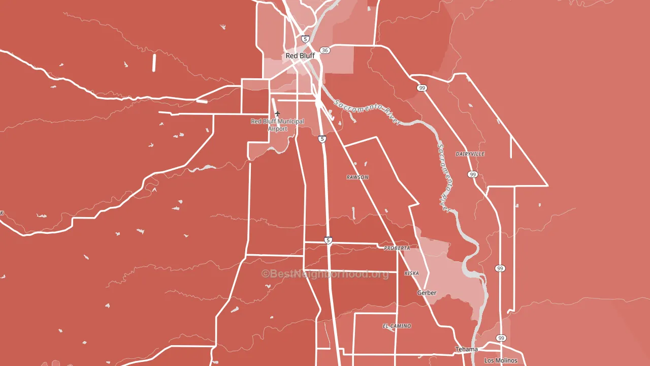 Tehama County, CA block-group political-lean map