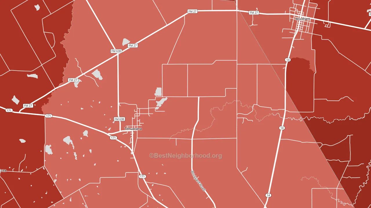 Tehuacana, TX block-group political-lean map