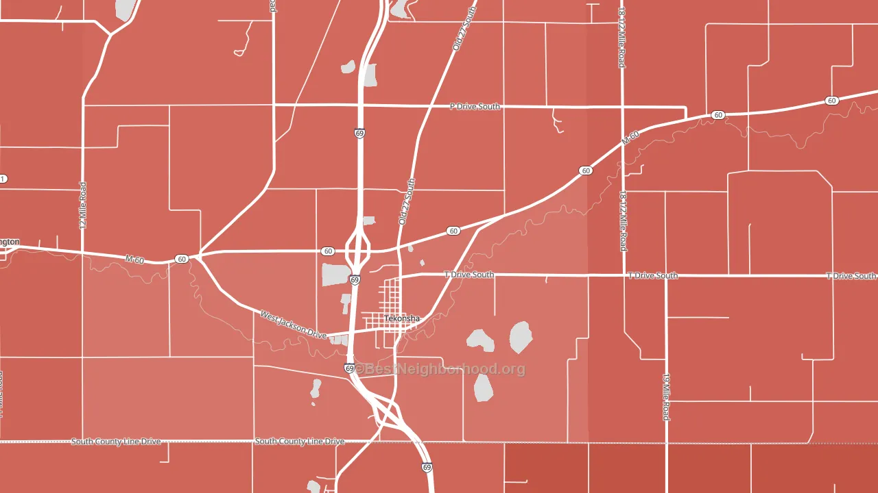 Tekonsha, MI block-group political-lean map