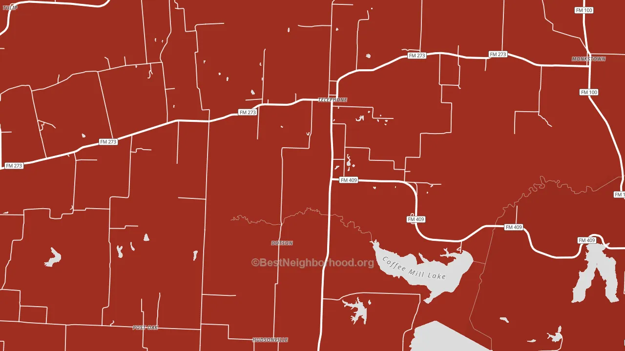 Telephone, TX block-group political-lean map