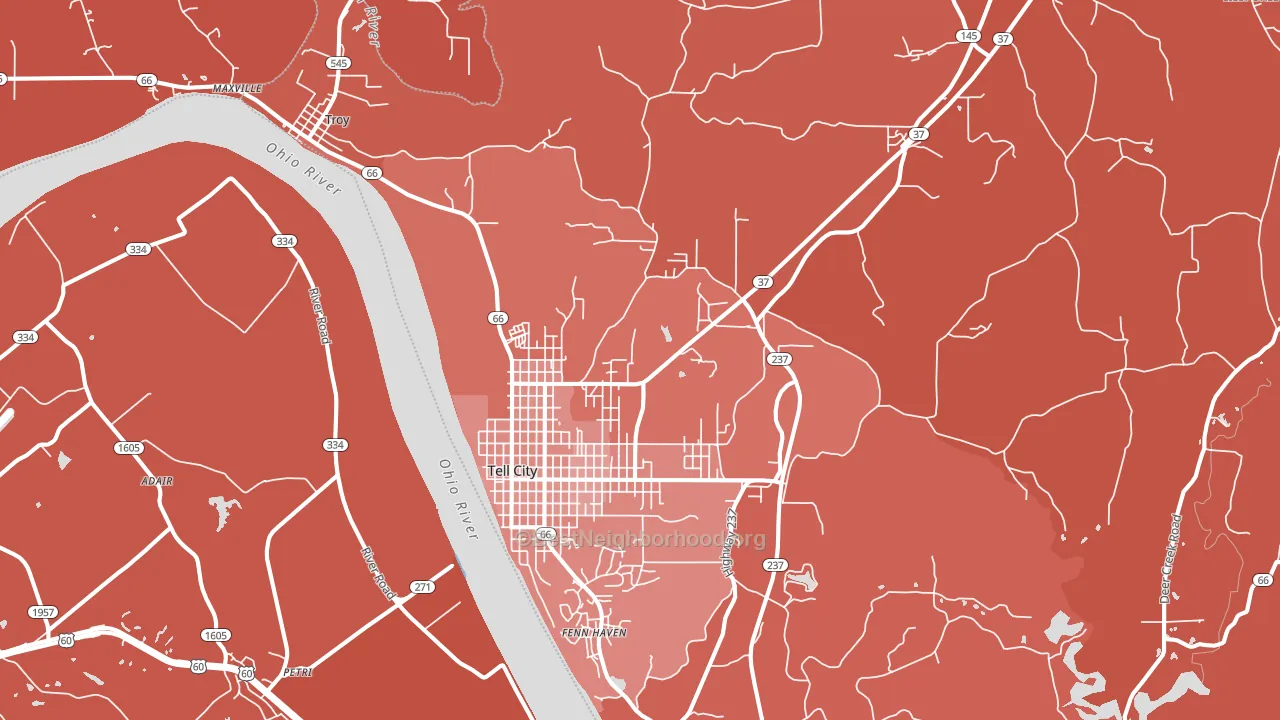 Tell City, IN block-group political-lean map
