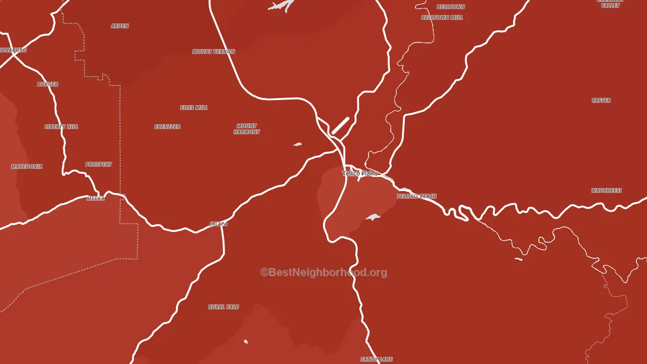 Tellico Plains, TN block-group political-lean map
