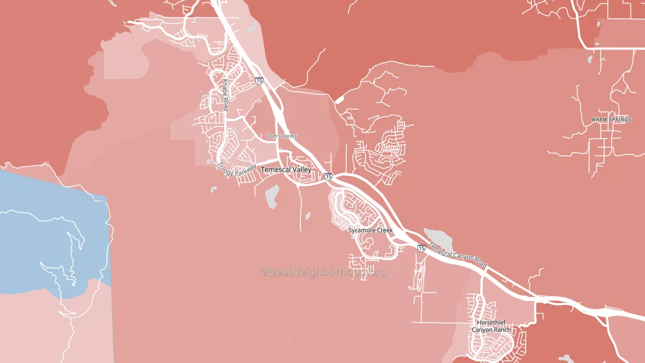 Temescal Valley, CA block-group political-lean map