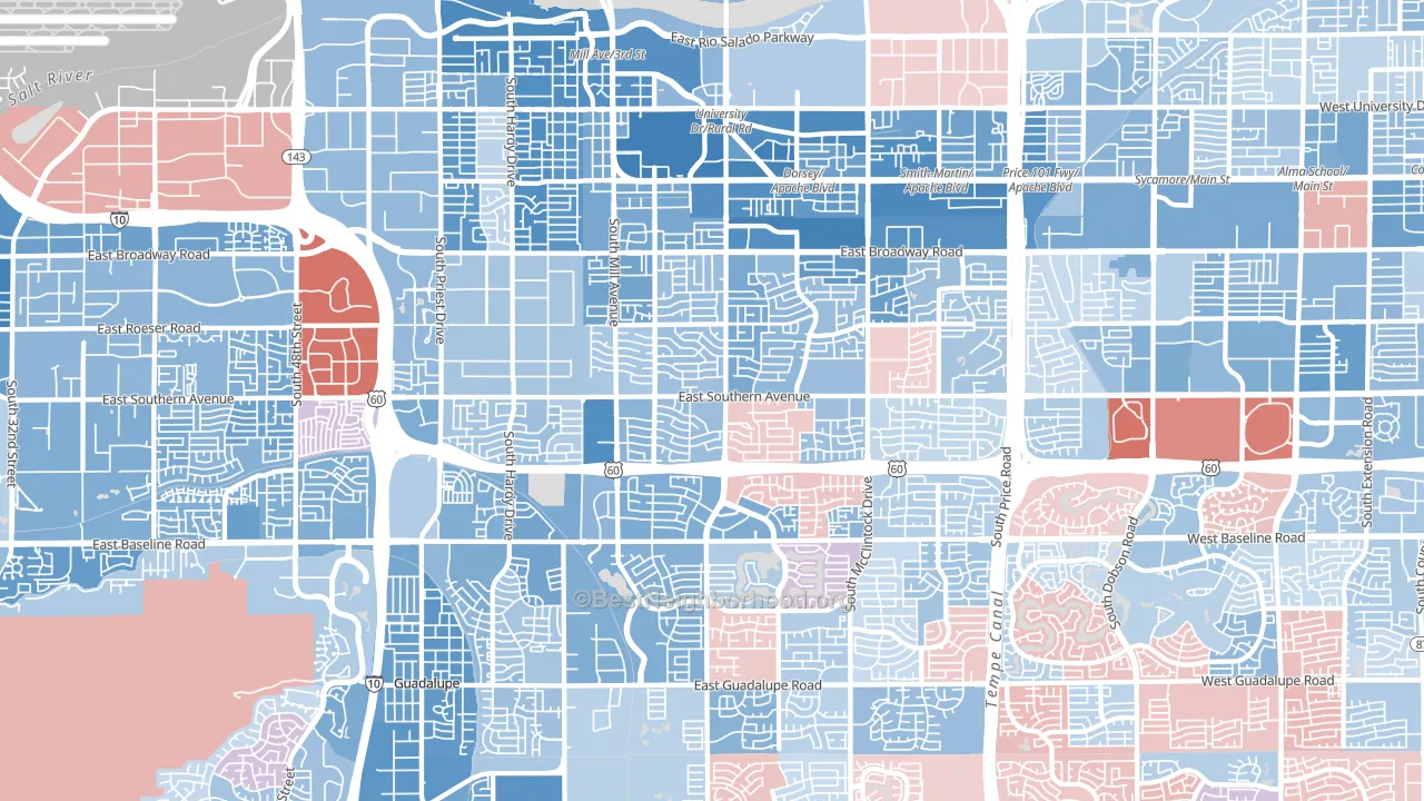 Tempe, AZ block-group political-lean map