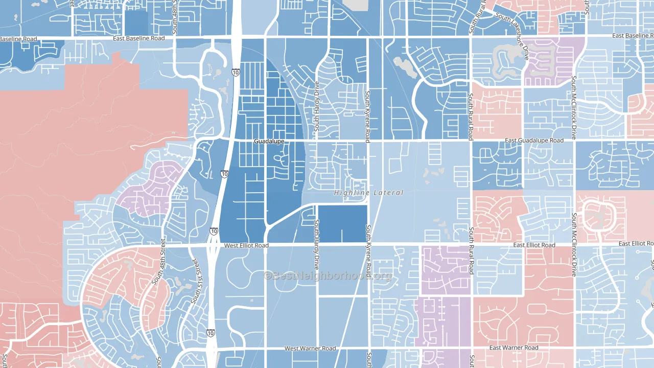 Tempe Royal Estates, Tempe, AZ block-group political-lean map