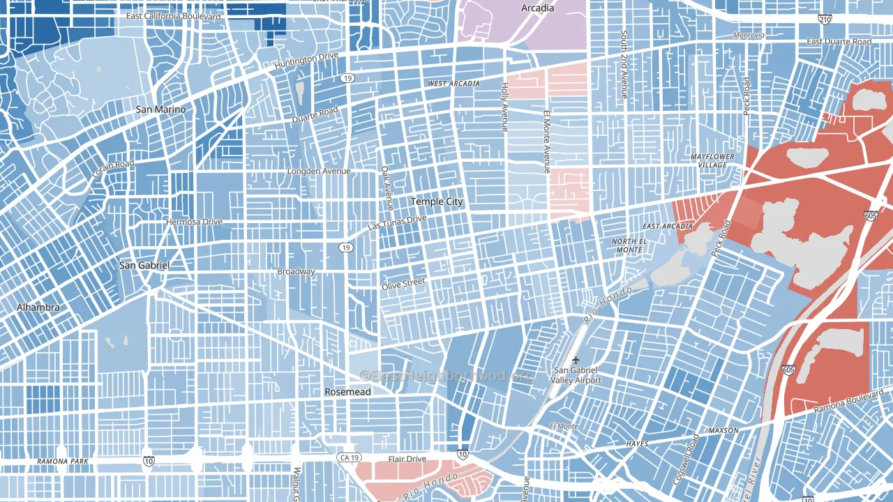 Temple City, CA block-group political-lean map