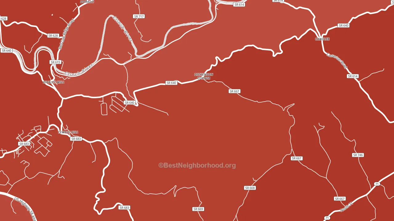 Temple Hill, VA block-group political-lean map