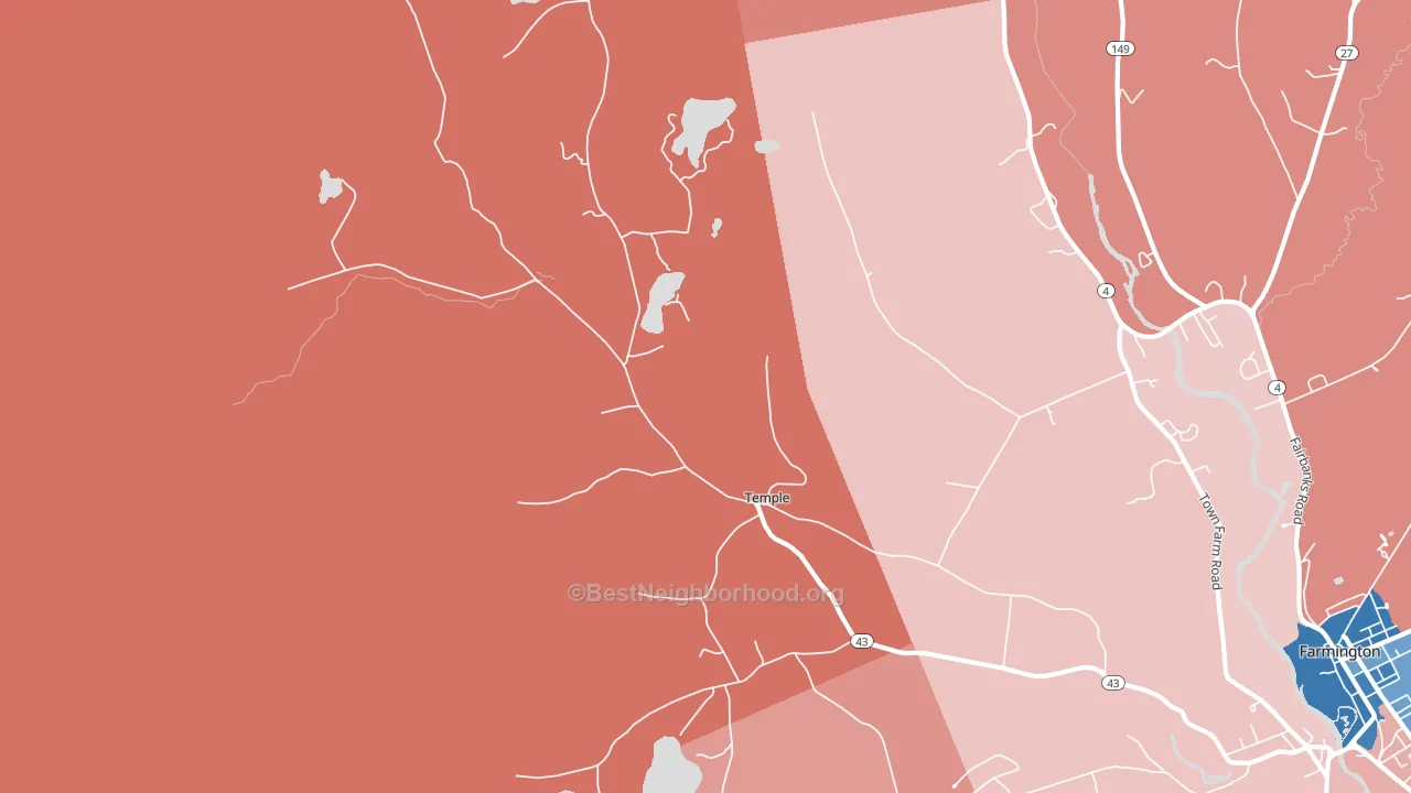 Temple, ME block-group political-lean map
